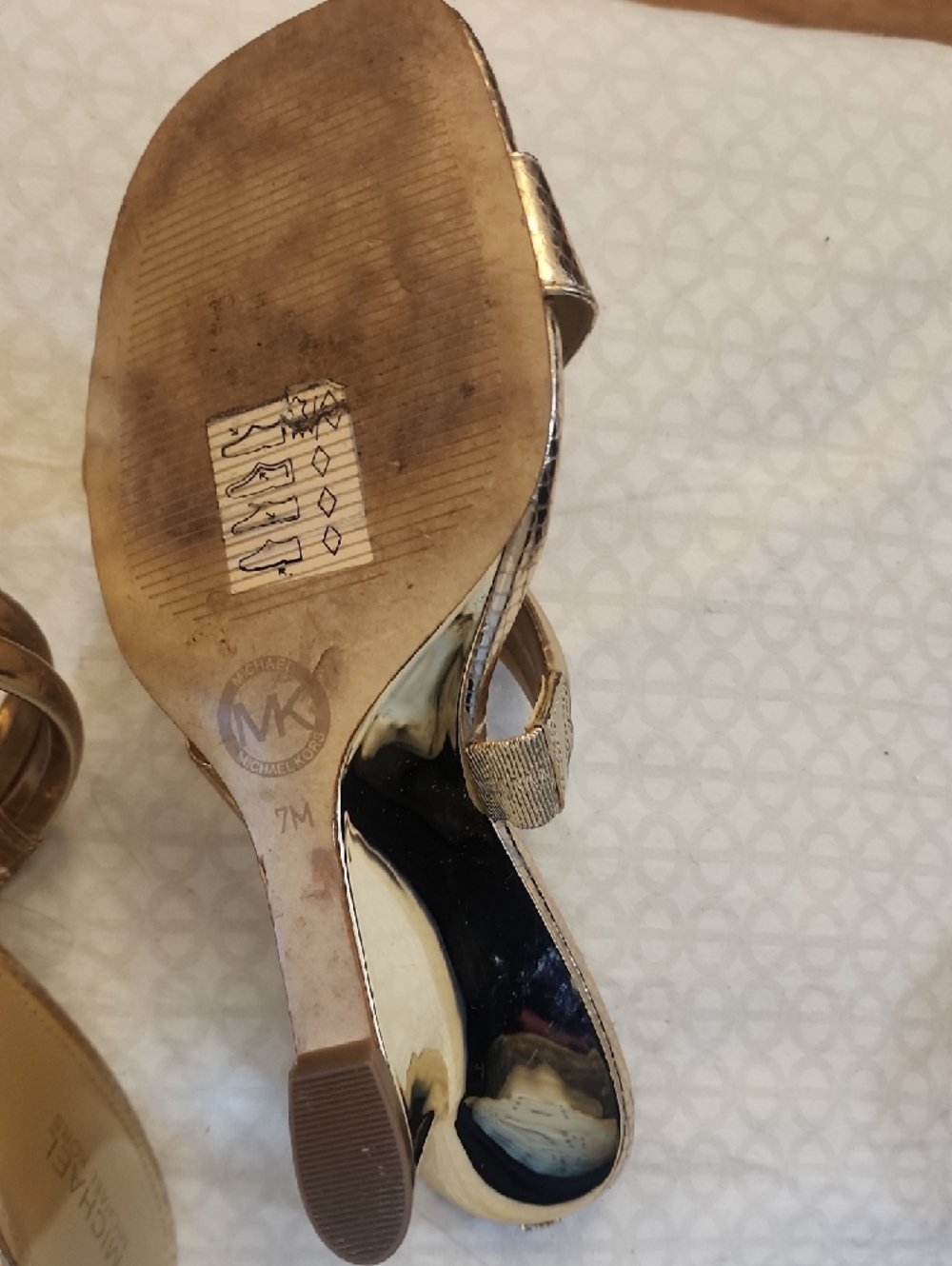 Michael Kors Metallic Gold Double-Band Slide Sandals - Picture 4 of 6